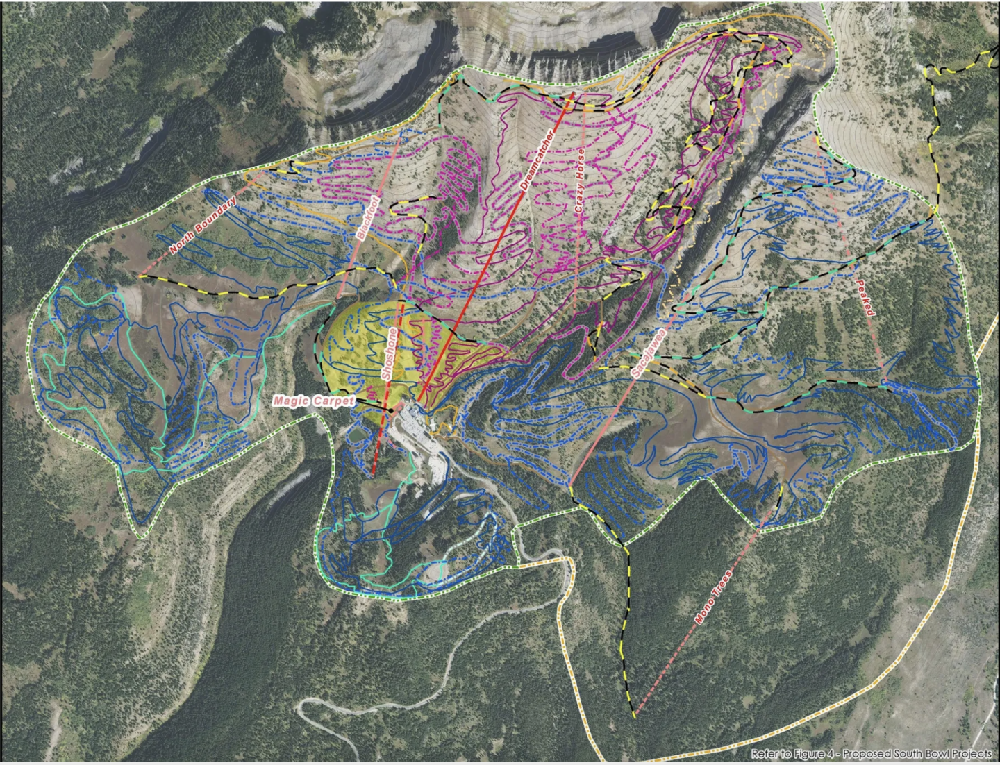 Map showing summer upgrades on mountain