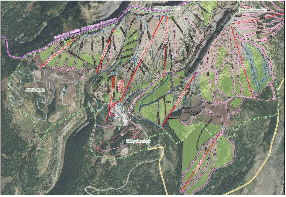 Ski resort map detailing new lift proposals